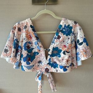Floral crop top with tied back.